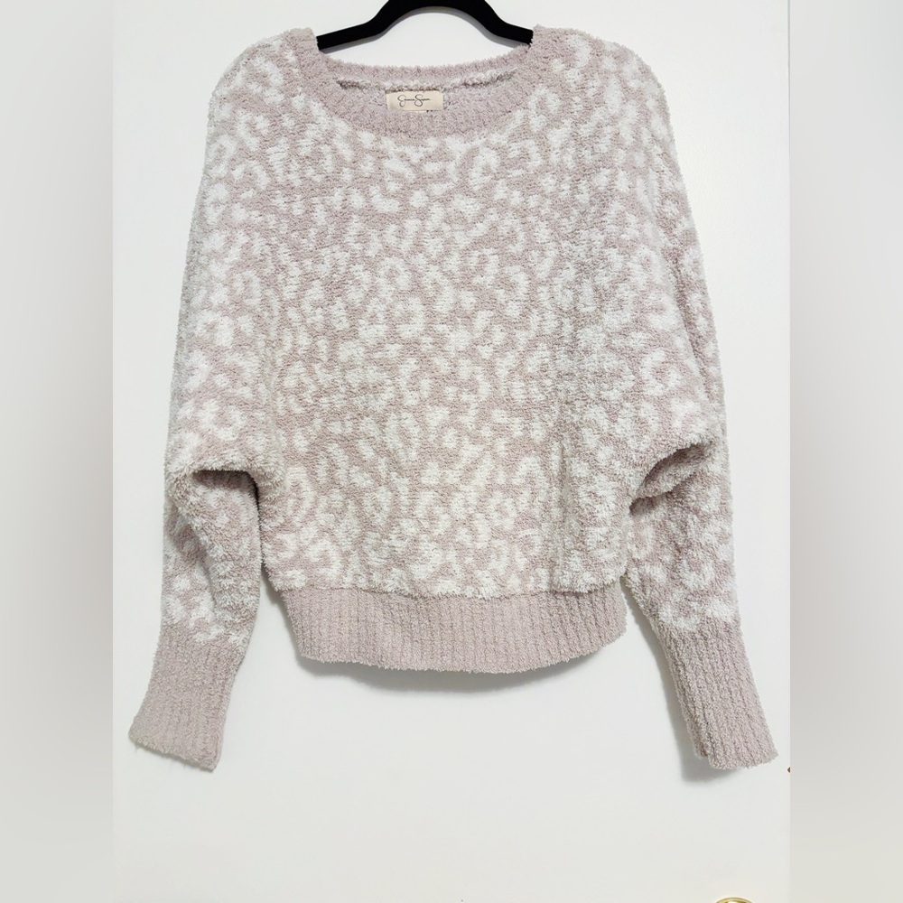 Brown and White Leopard Print Sweater